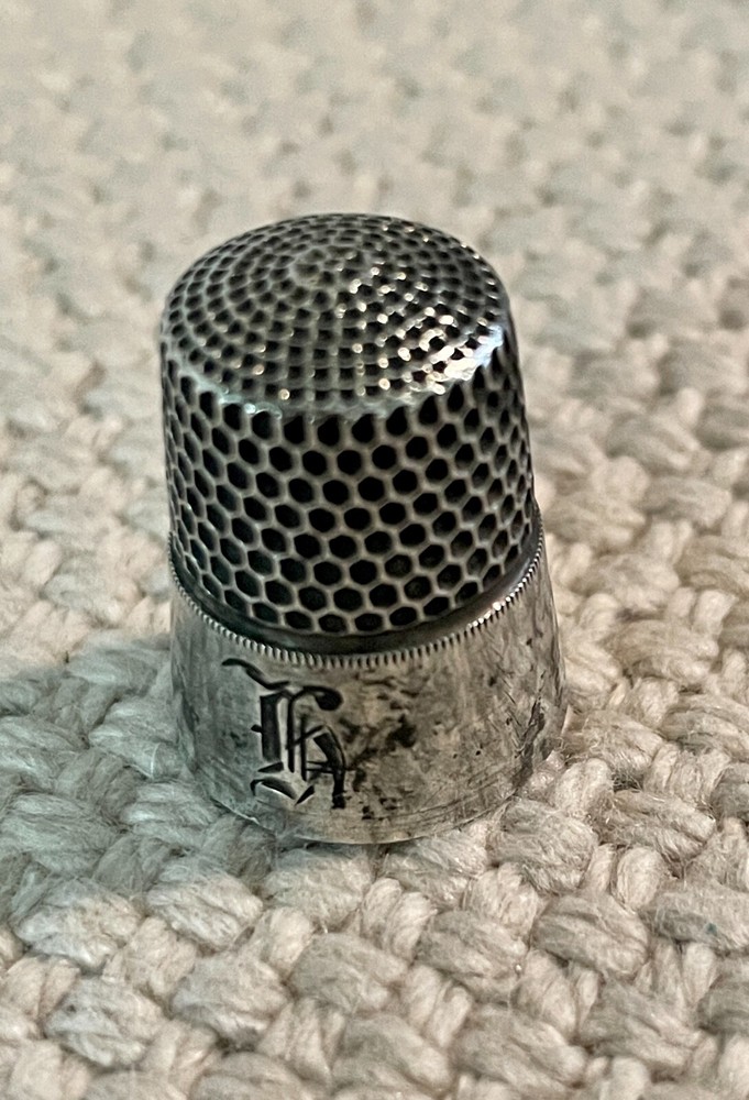 Vintage #8 Sterling Silver Thimble, Monogrammed, Marked