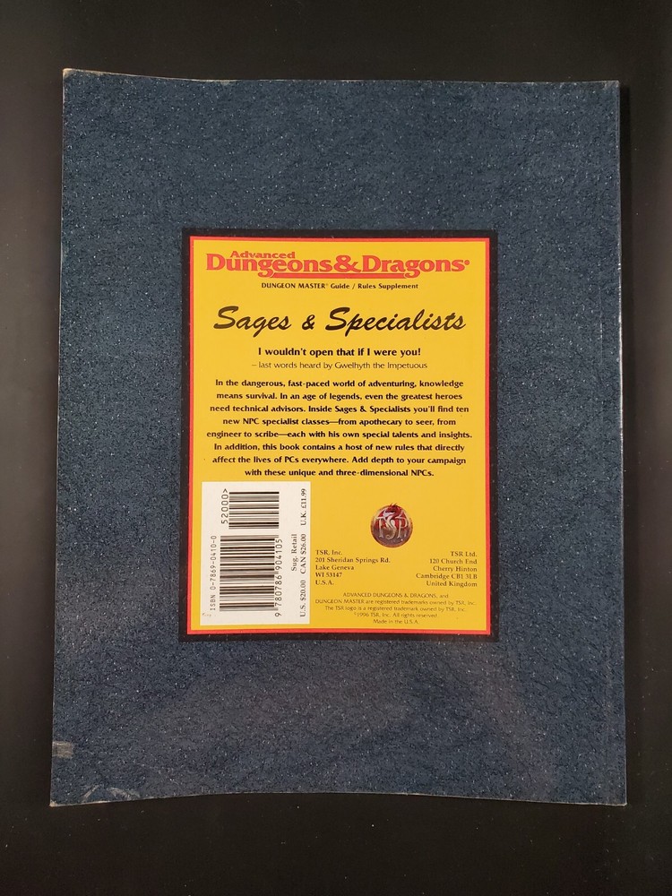 Sages and Specialists (Advanced Dungeons & Dragons) AD&D