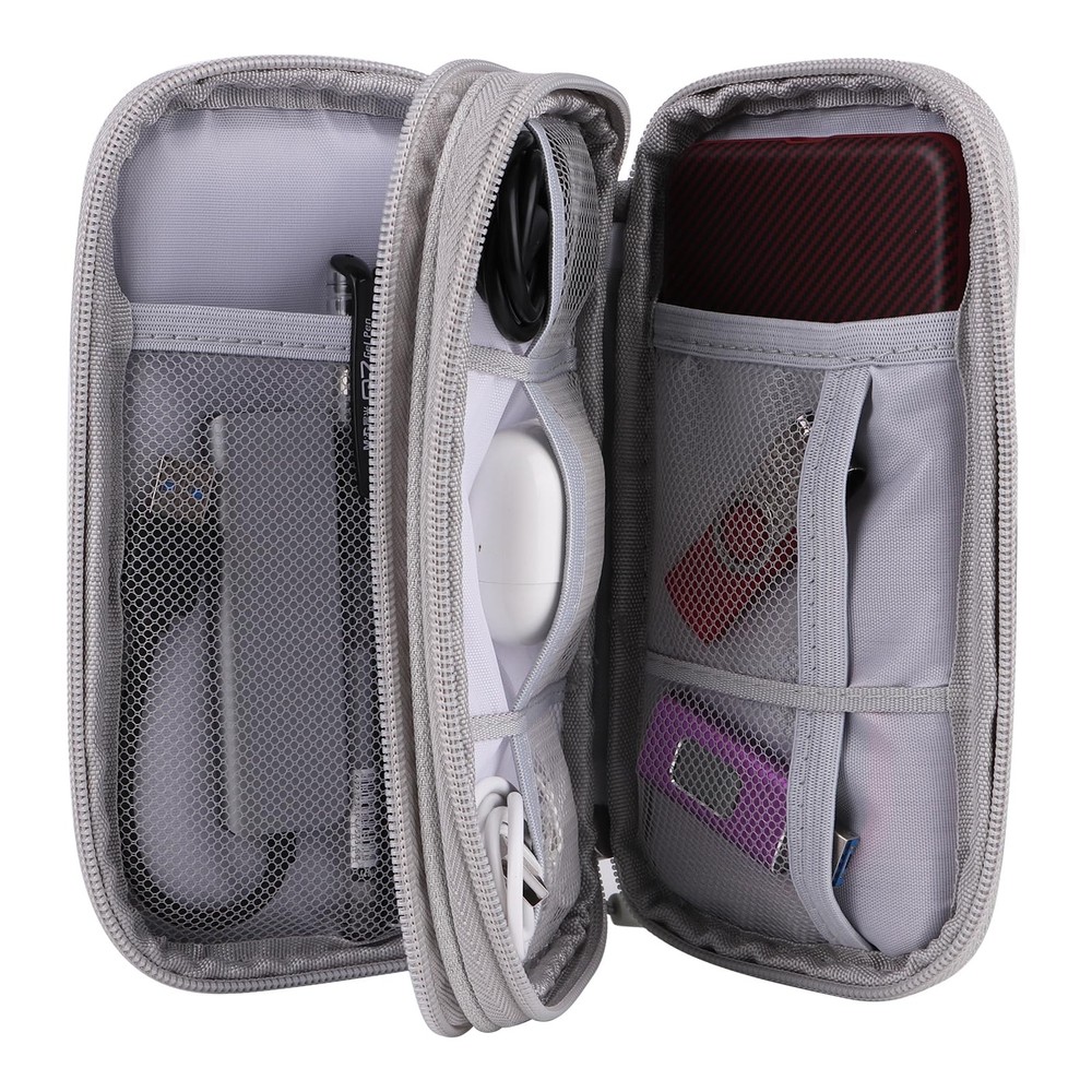 Travel Cable Organizer - Electronics Accessories BagDouble Layer - Grey