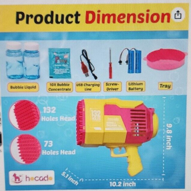 132Hole Magic Rocket Launcher Pink Bubble Gun Bubble Bazooka Bubble Machine Gift
