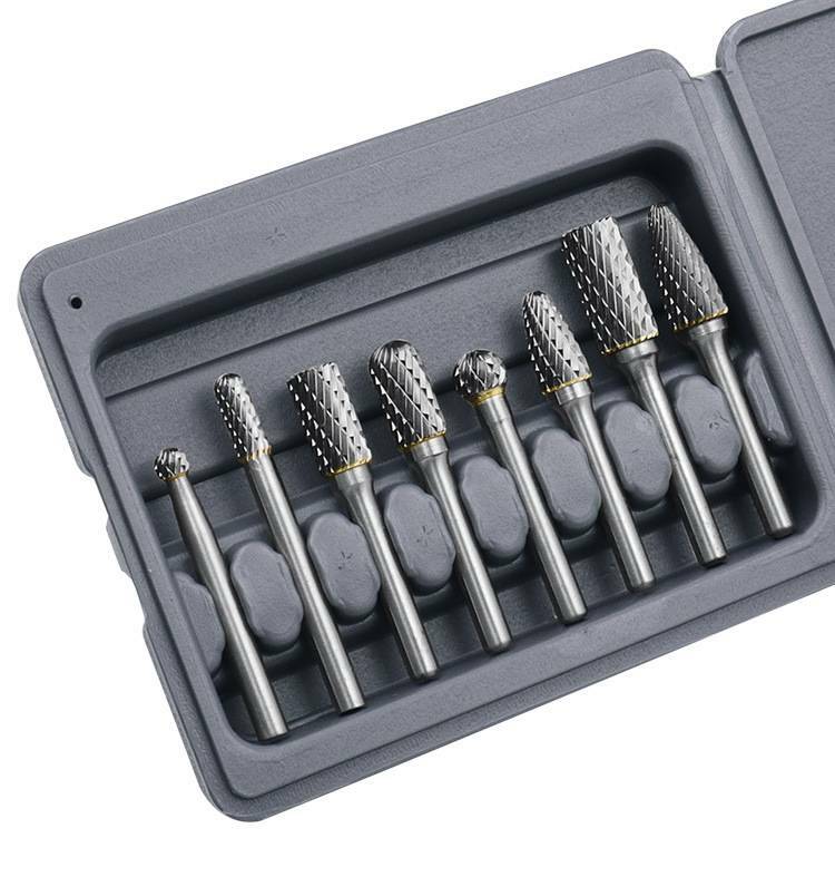 Carbide Burr Set 8pcs with 1/4''Shank Double Cut Solid Power Tools Tungsten Bits