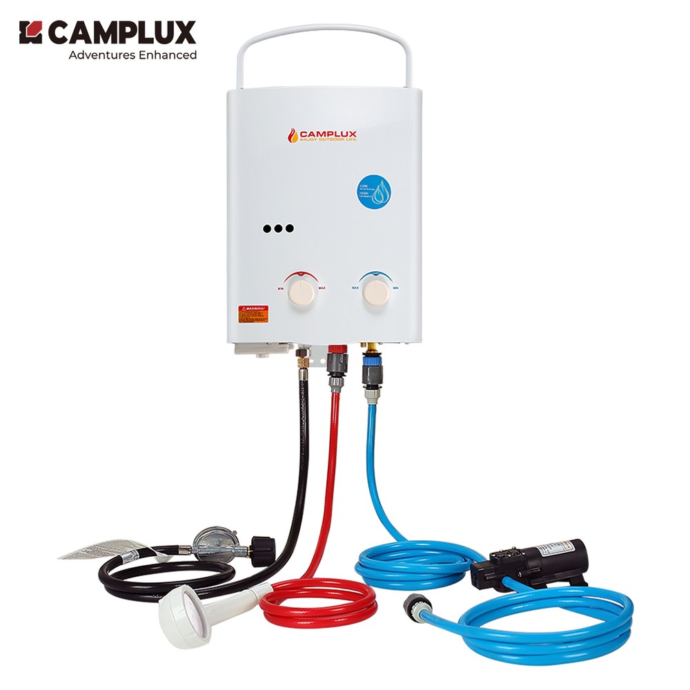 CAMPLUX 1.32GPM Portable Gas Water Heater w/Pump Kit Instant Hot Shower Outdoor