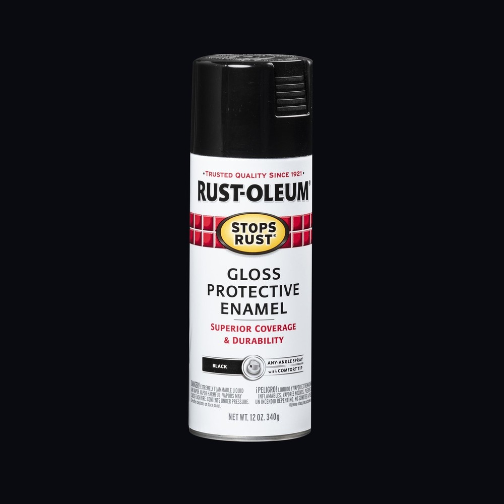 Rust Protective Gloss Black Enamel Spray Paint 12 oz