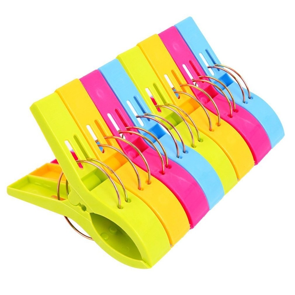 Windproof Beach Towel Clips for Chairs, Heavy Duty Plastic Clips, Multicolor