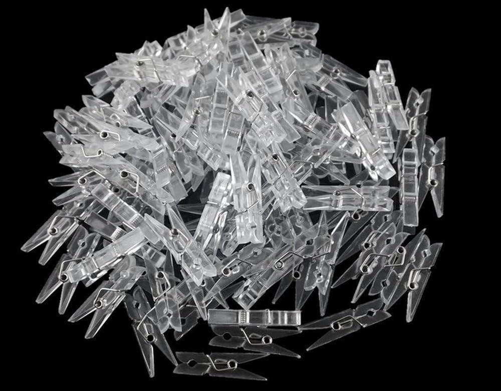 50PCS Clear Mini Spring Clips for Photos, Crafts & Laundry - Compact & Durable