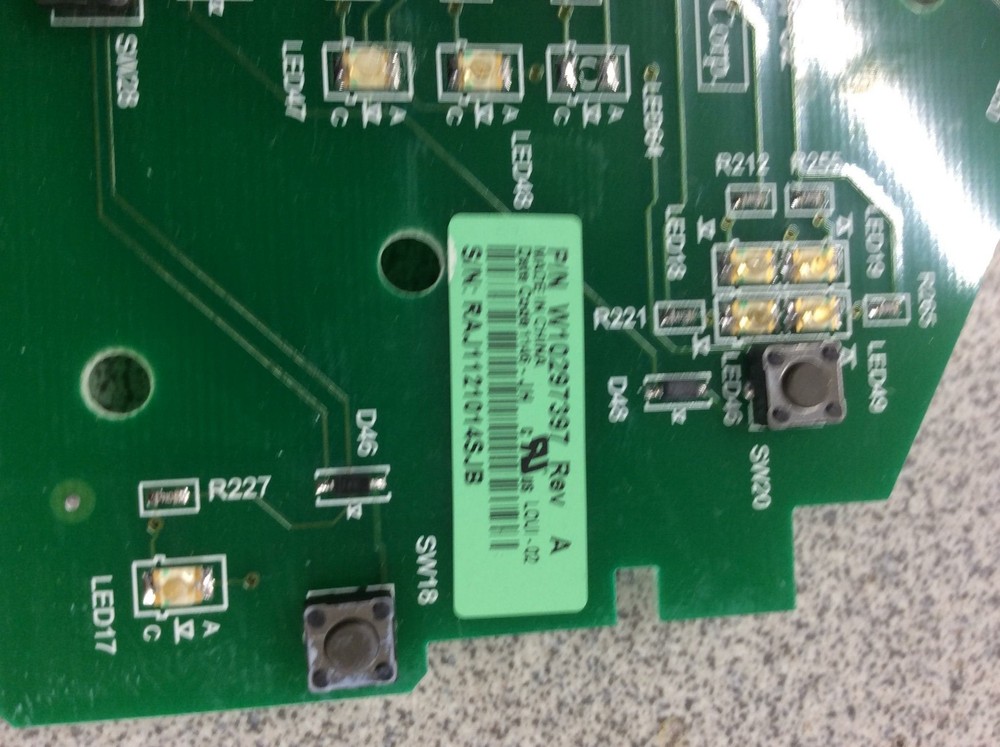 Whirlpool Washer Interface Board part#w10297397 rev a