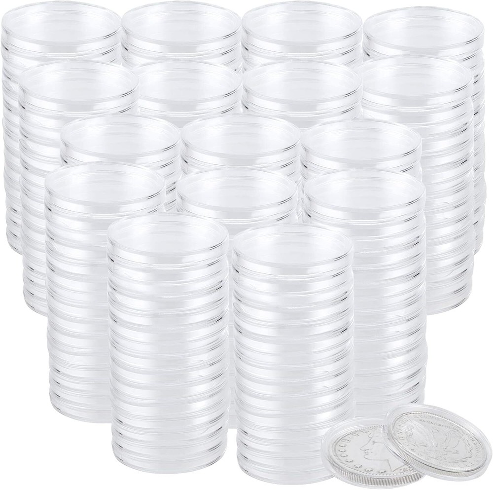 100PC 46mm Clear Coin Storage Box Round Plastic Case Capsules Container Holder