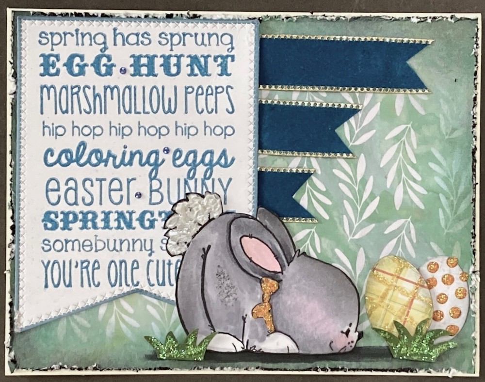 EASTER - Bunny with Easter Eggs - handmade card by DEE