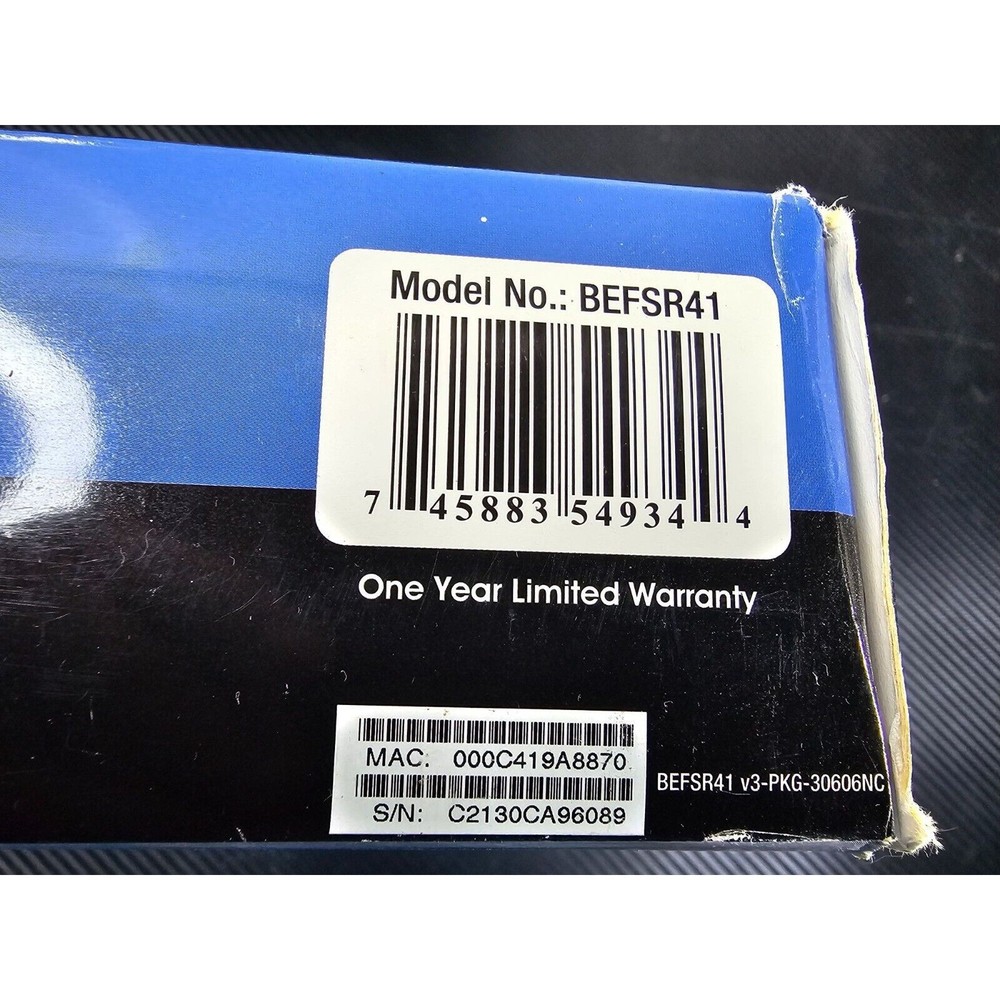 Linksys EtherFast 4-Port Cable/Dsl Wired Router BEFSR41