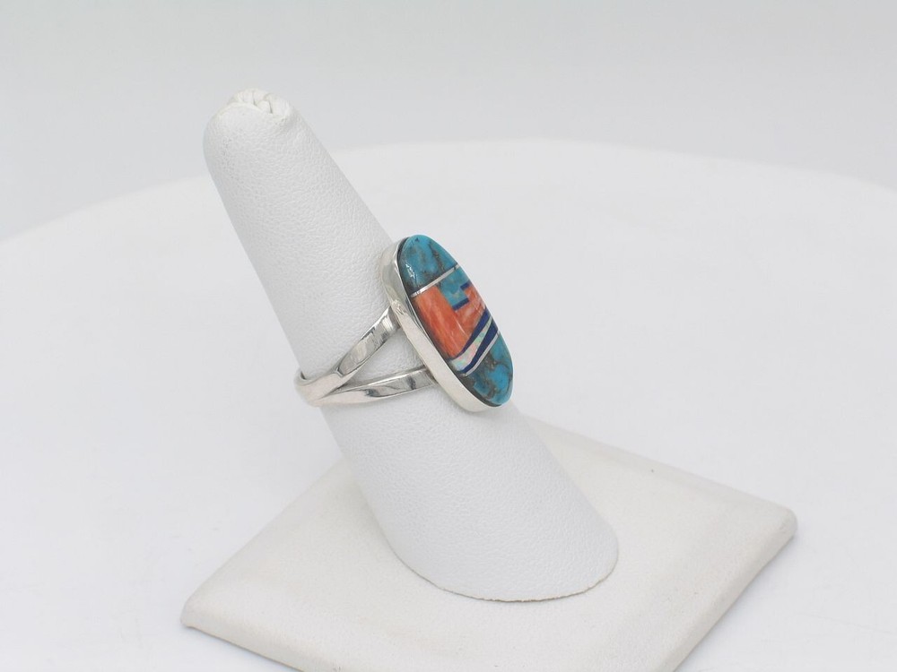 Native American Navajo Handmade Sterling Silver Multi-Stone Adjustable Ring