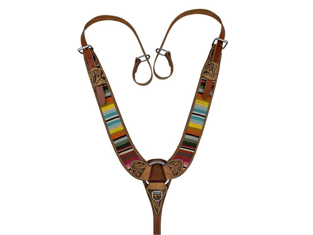 Showman Leather Pulling Collar w/ Serape Blanket Inlay