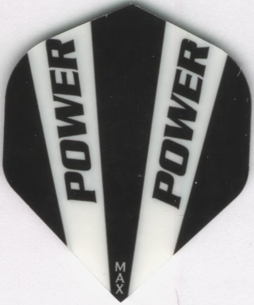 Black and White POWER MAX Dart Flights: 150 Microns Thick: 3 per set