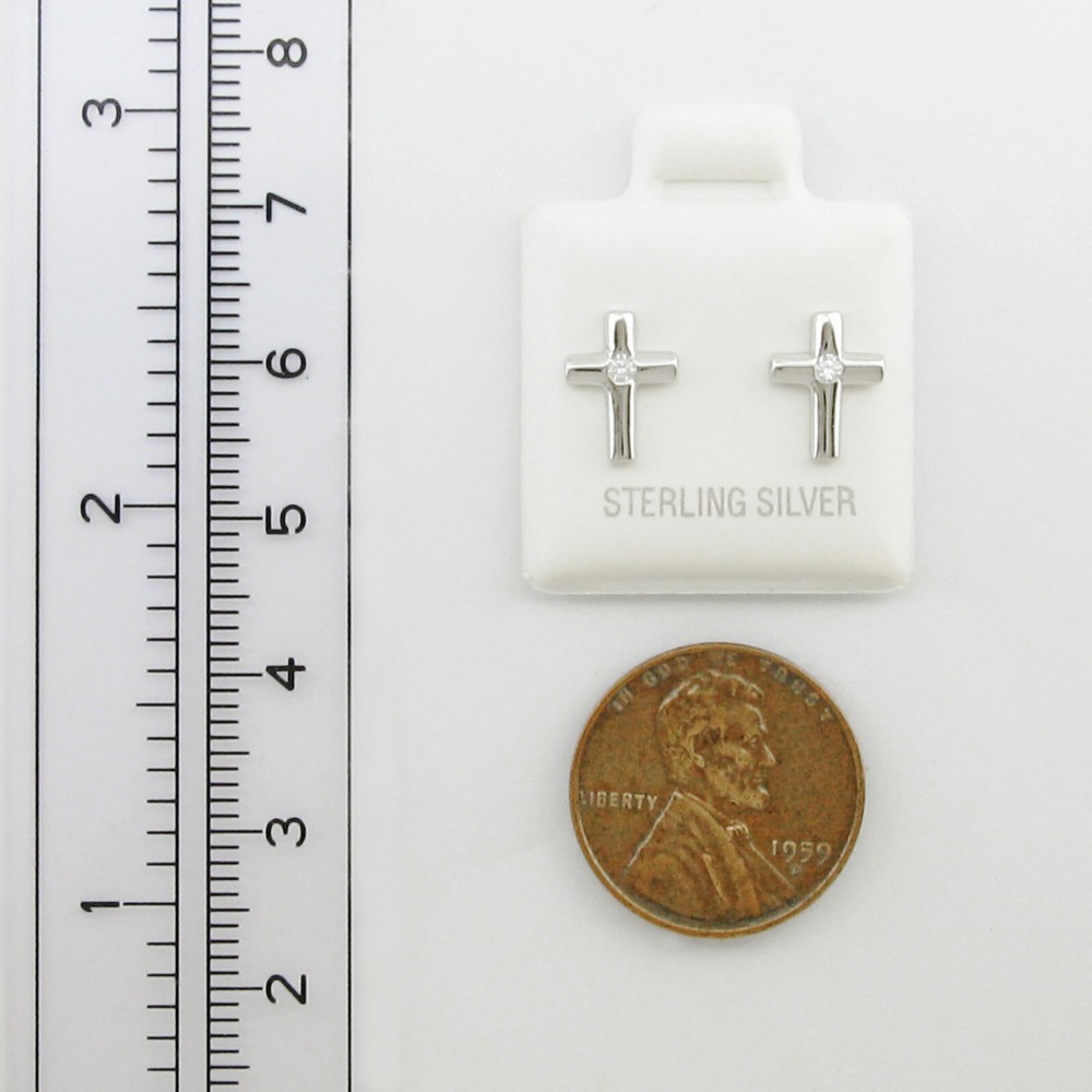 Sparkling 10mm Cross CZ Post Earrings - NEW!