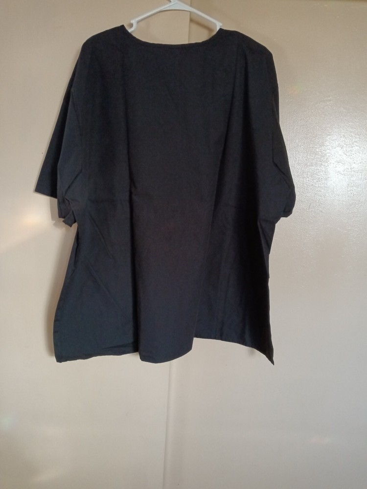 Medical Uniform Top Black Polyester/Cotton Size 2X