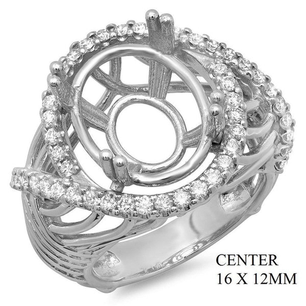 Semi Mount Ring Setting Oval 16X12 925 Sterling Silver