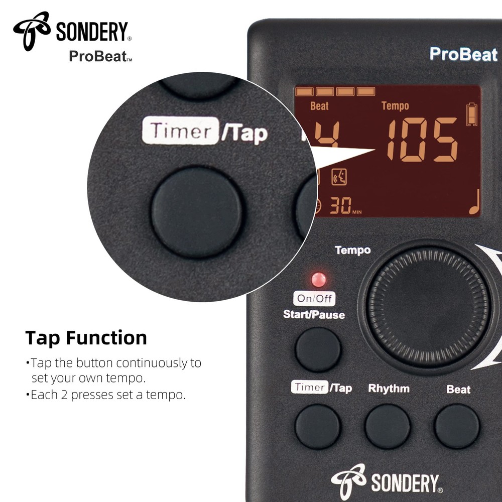 Digital Metronome Rechargeable English Vocal Counting with Timer Function for...