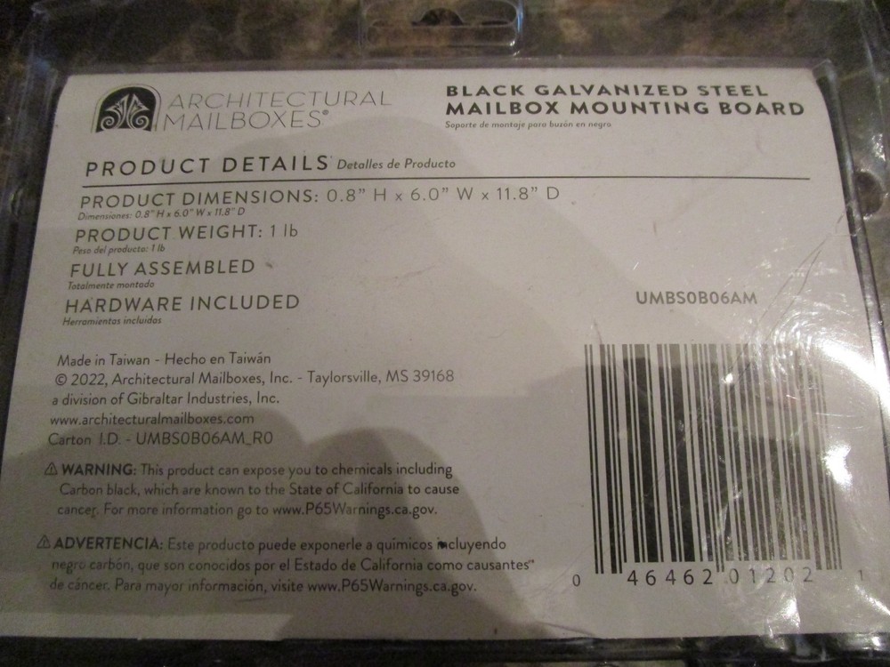 Architectural Mailboxes Steel Mailbox Mounting Board Black Galvanized Board