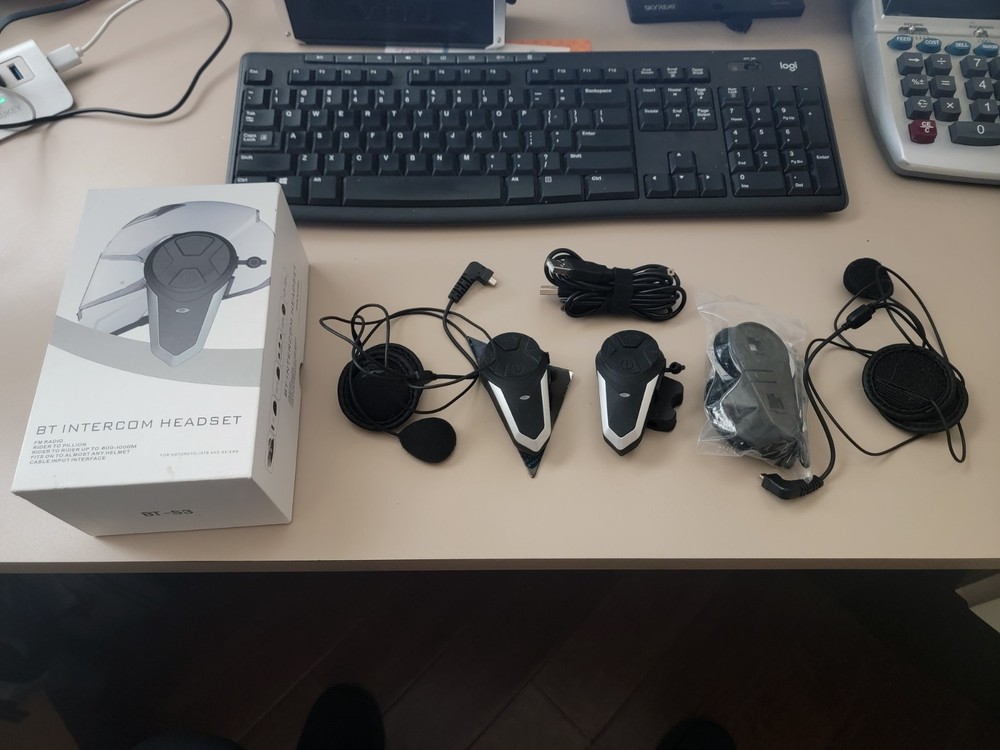 Helmet Bluetooth Headset, Two  BT-S3 Motorcycle Bluetooth Intercom Headsets