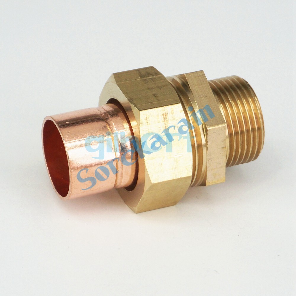 3/4" BSP Male x 22mm Weld I.D Brass Socket Union To Copper End Feed Pipe Fitting