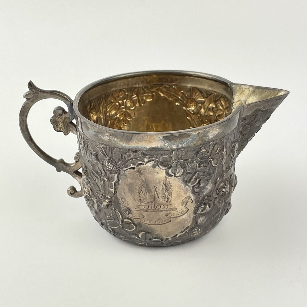 Antique Solid Silver Rose Clover Thistle Jug & Bowl Goldsmiths & Silversmiths