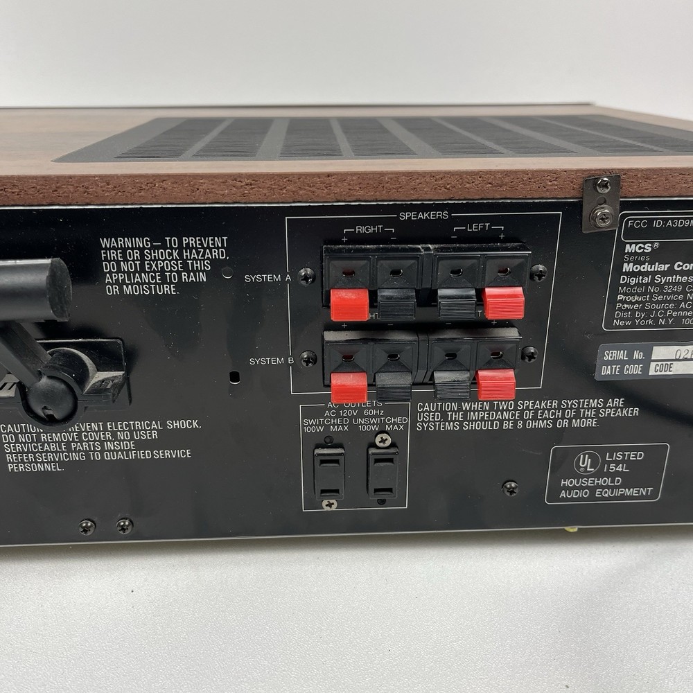 Vintage MCS 3249 Modular Component Systems Stereo Receiver Amplifier W/ Manual