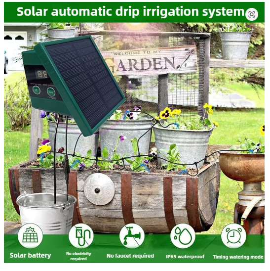 Automatic Solar Drop Irrigation Kit Solar Panel Garden Balcony