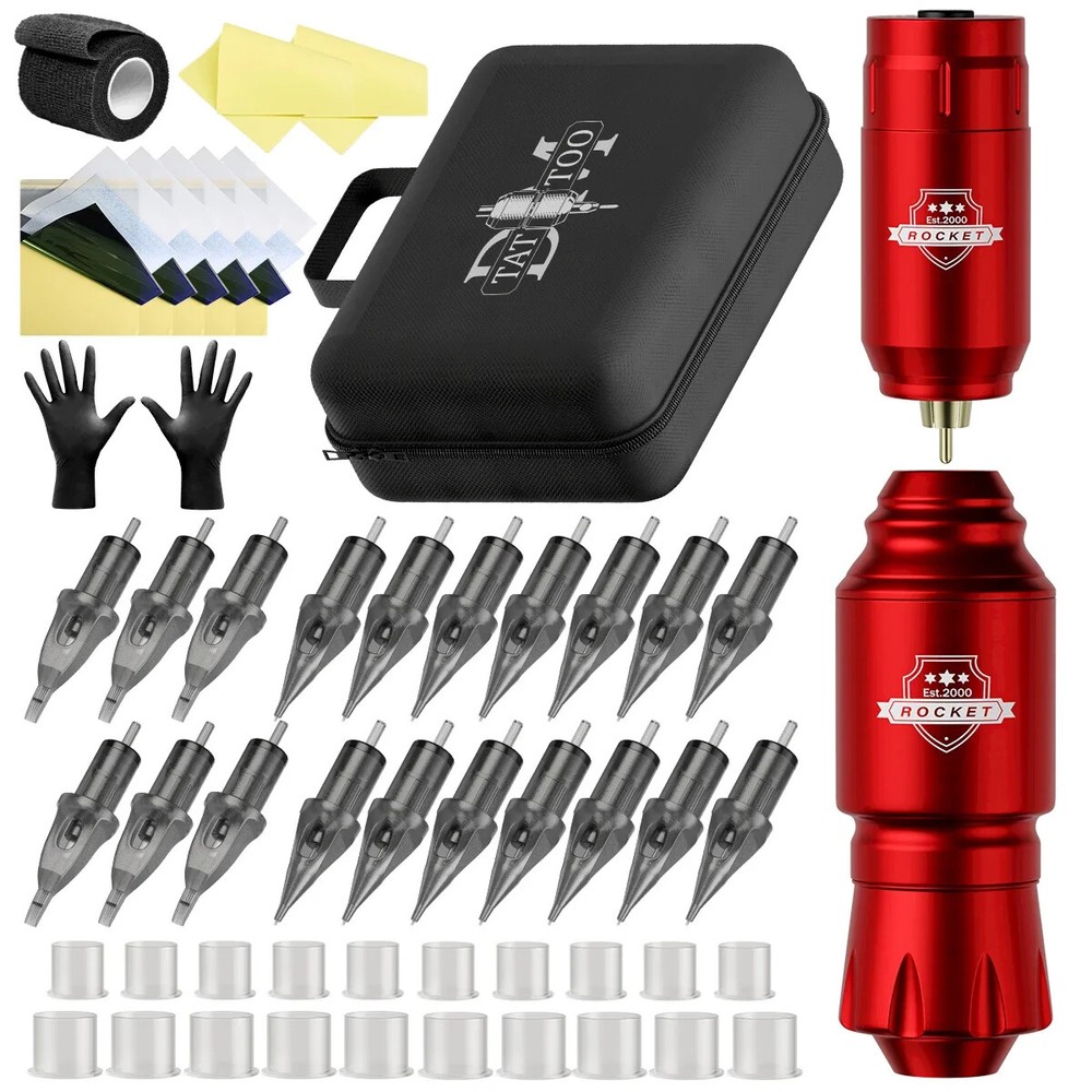 Wireless Tattoo Kit Mini Rocket Machine Battery Case Needle Power Ink Rotary