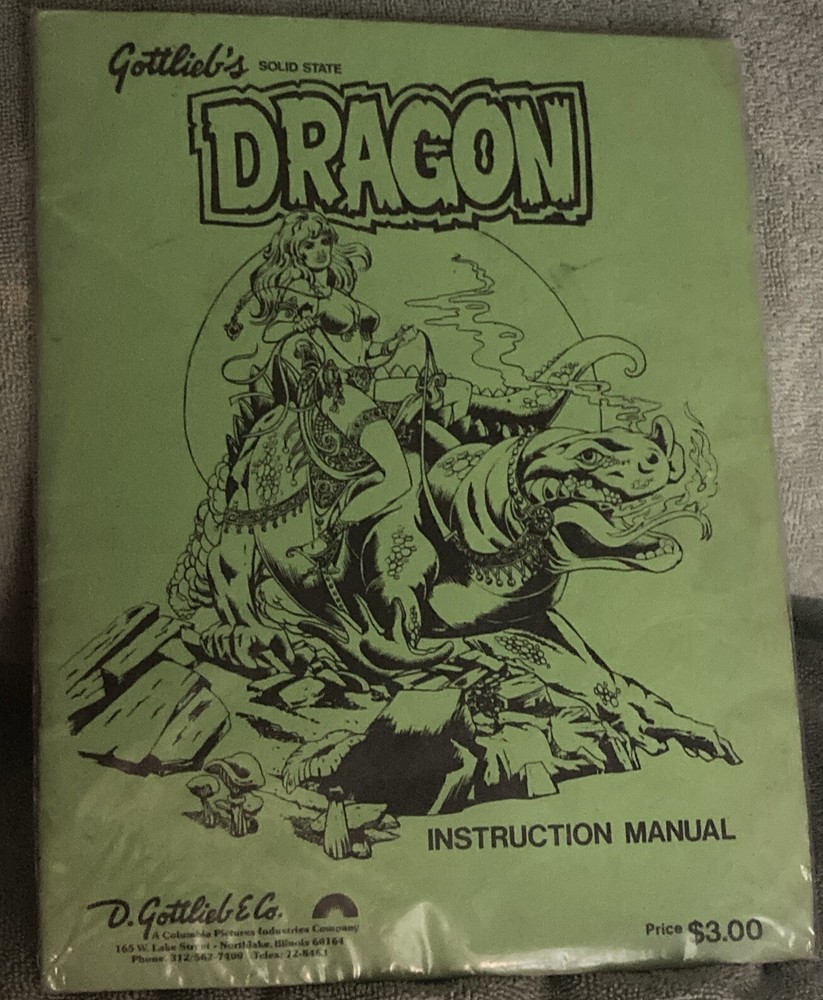 Gottlieb Solid State Dragon Pinball Instruction Manual Schematics ORIGINAL