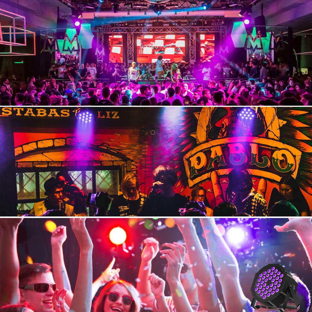 4Pcs 36W UV Black 36 LEDs Par Light Stage DJ Lighting with Remote Controller