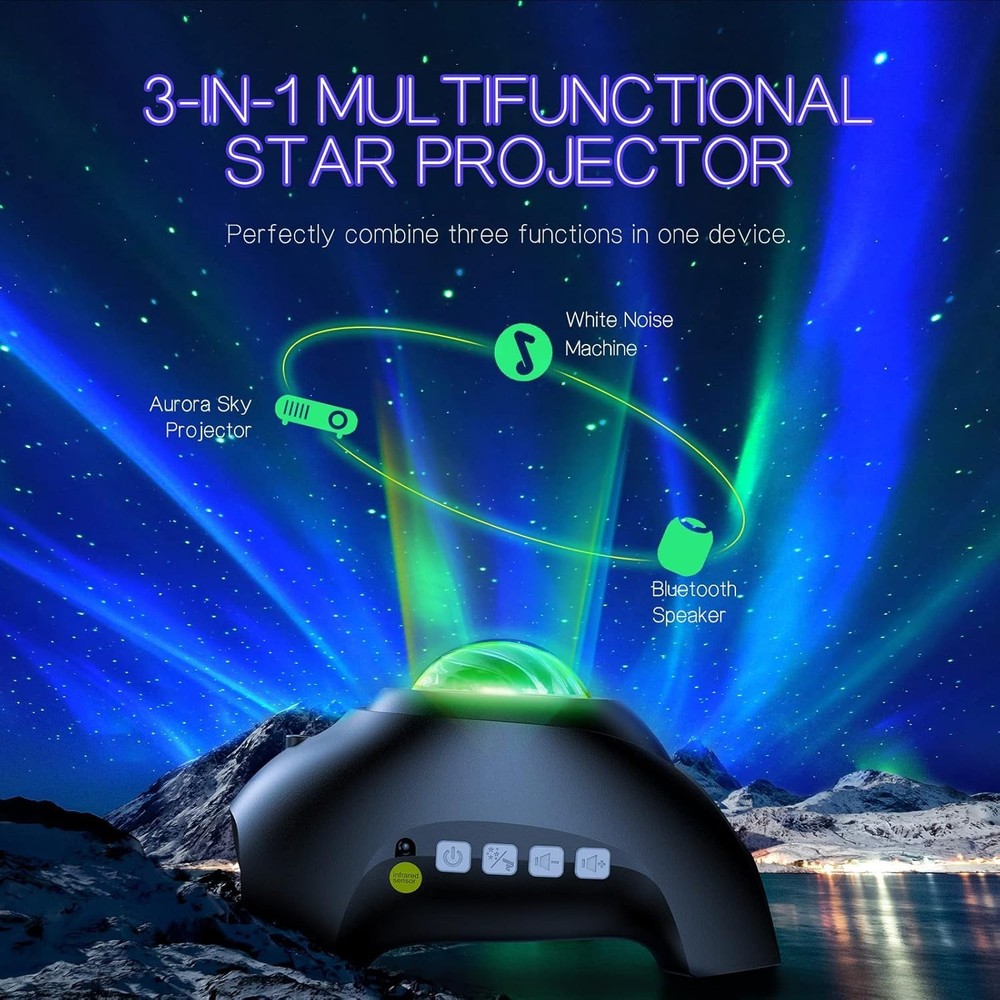 33 Light Effects LED Star Projector with Bluetooth & White Noise for Relaxation
