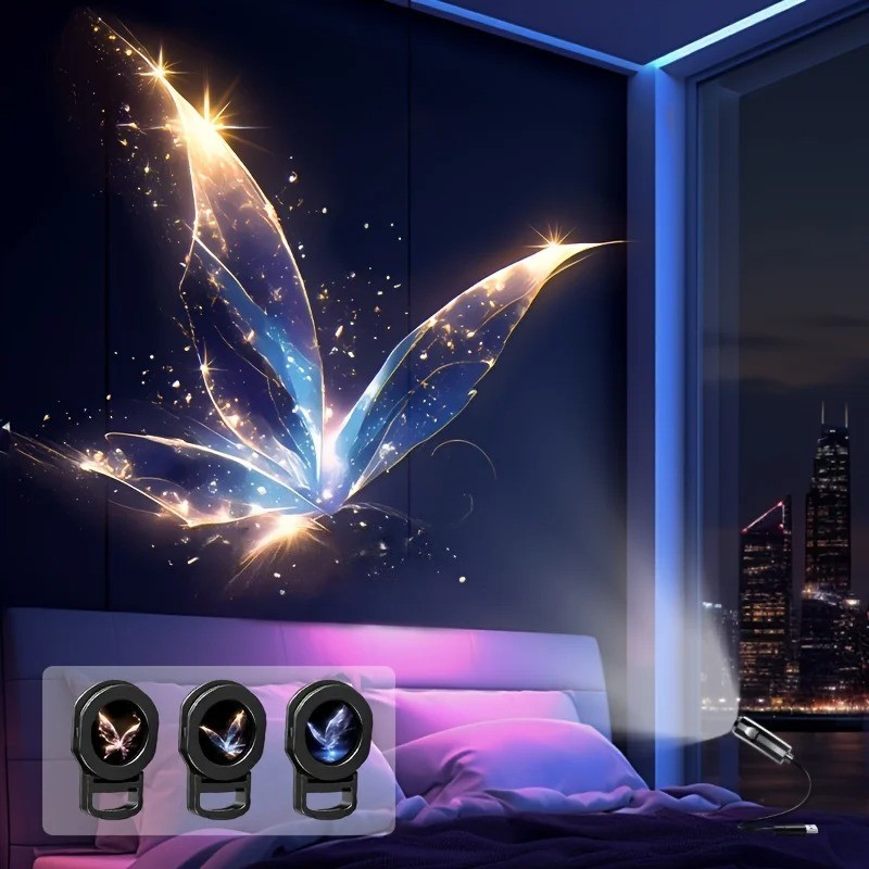 LED USB Projector Night Light 3/6 Patterns Whale Butterfly Jellyfish Gift