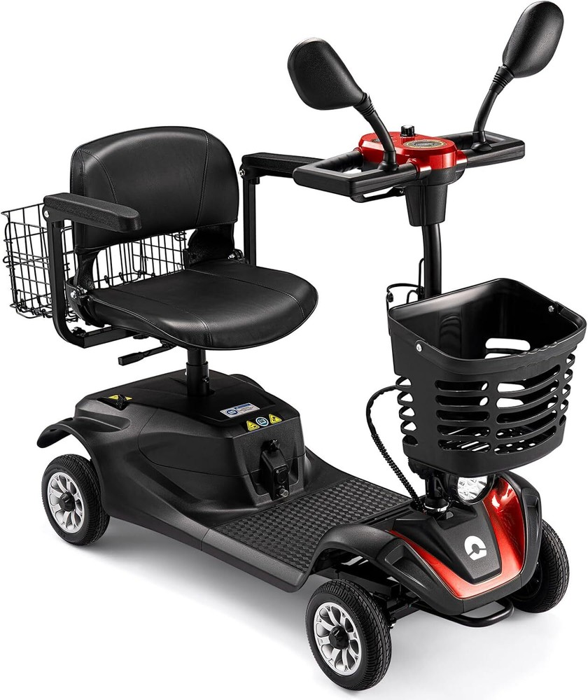 4 Wheels Mobility Scooter Long Range All Terrain LED Headlights W/ Baskets