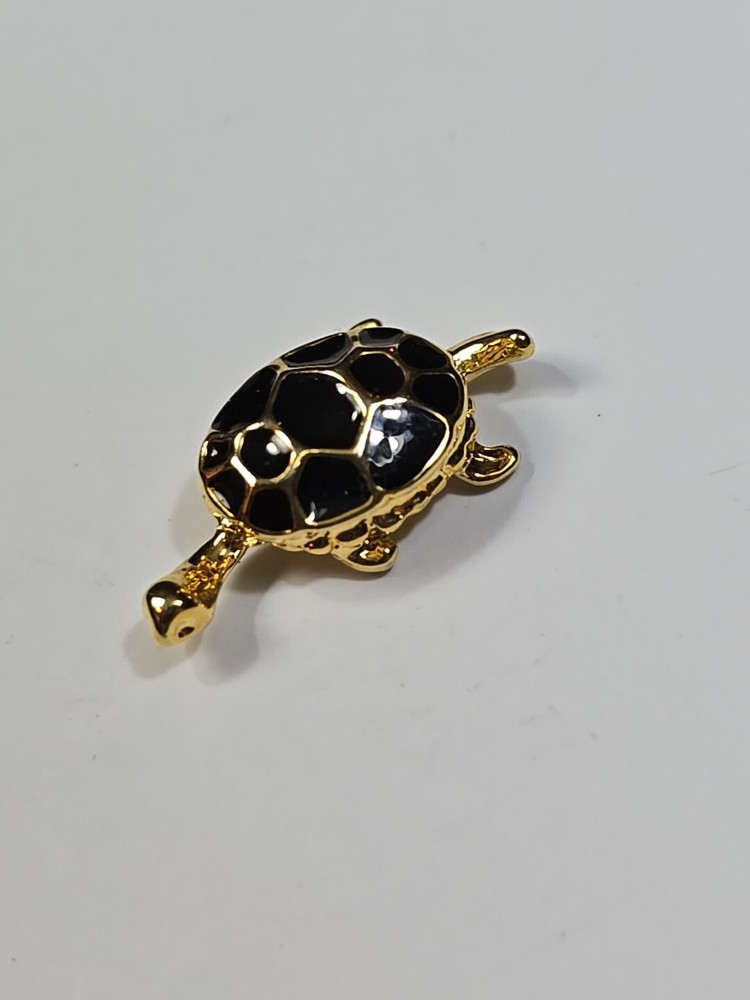 Turtle Lapel Pin Black & Gold Colors