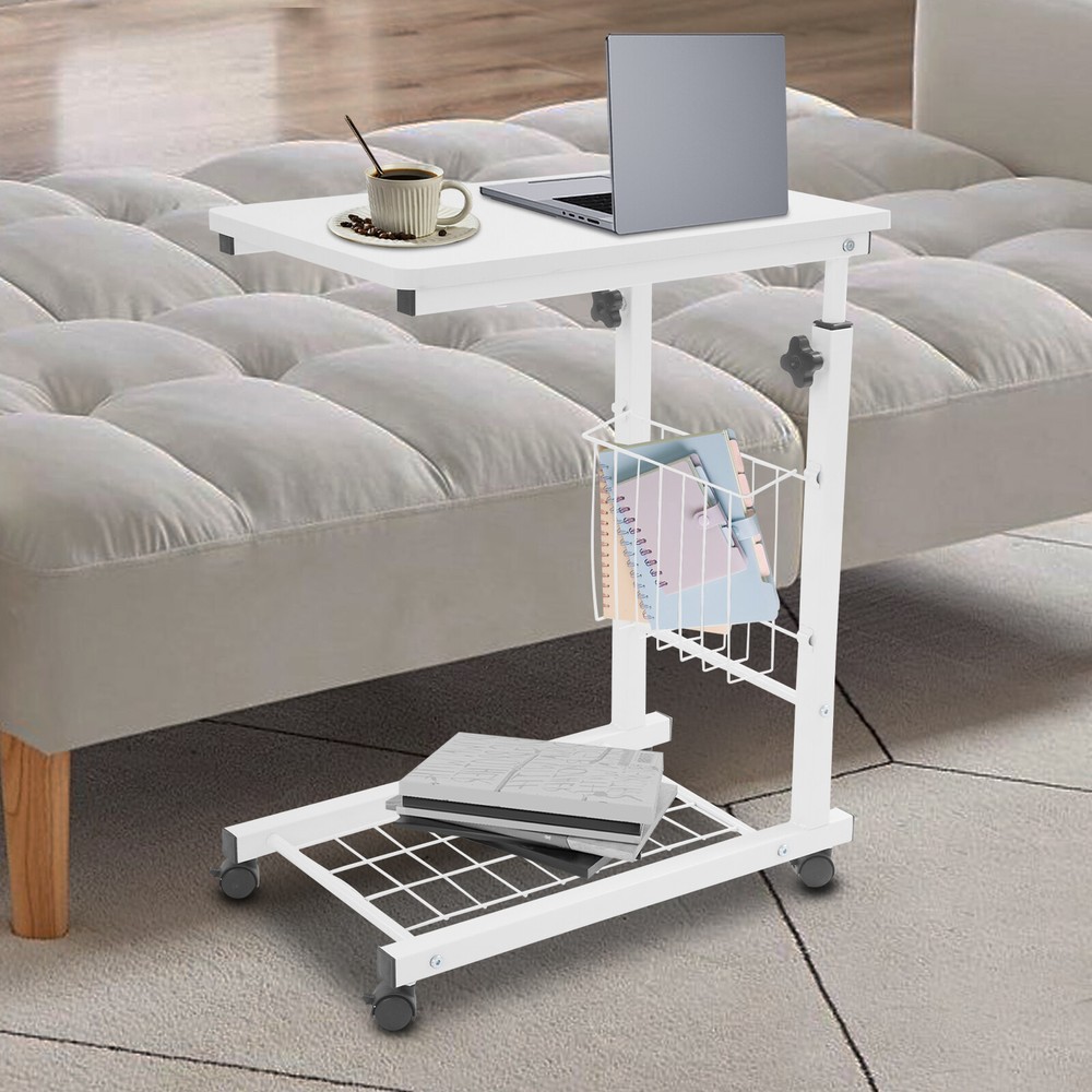 Adjustable Bed Side Table, Side Table with Wheels, Mobile Standalone Table New