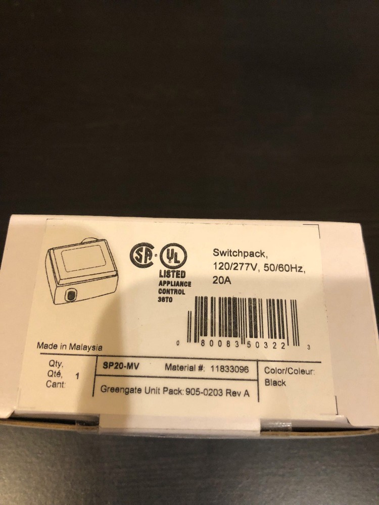 Greengate (Cooper Controls) SP20-MV Switchpack  Factory SEALED Date Code
