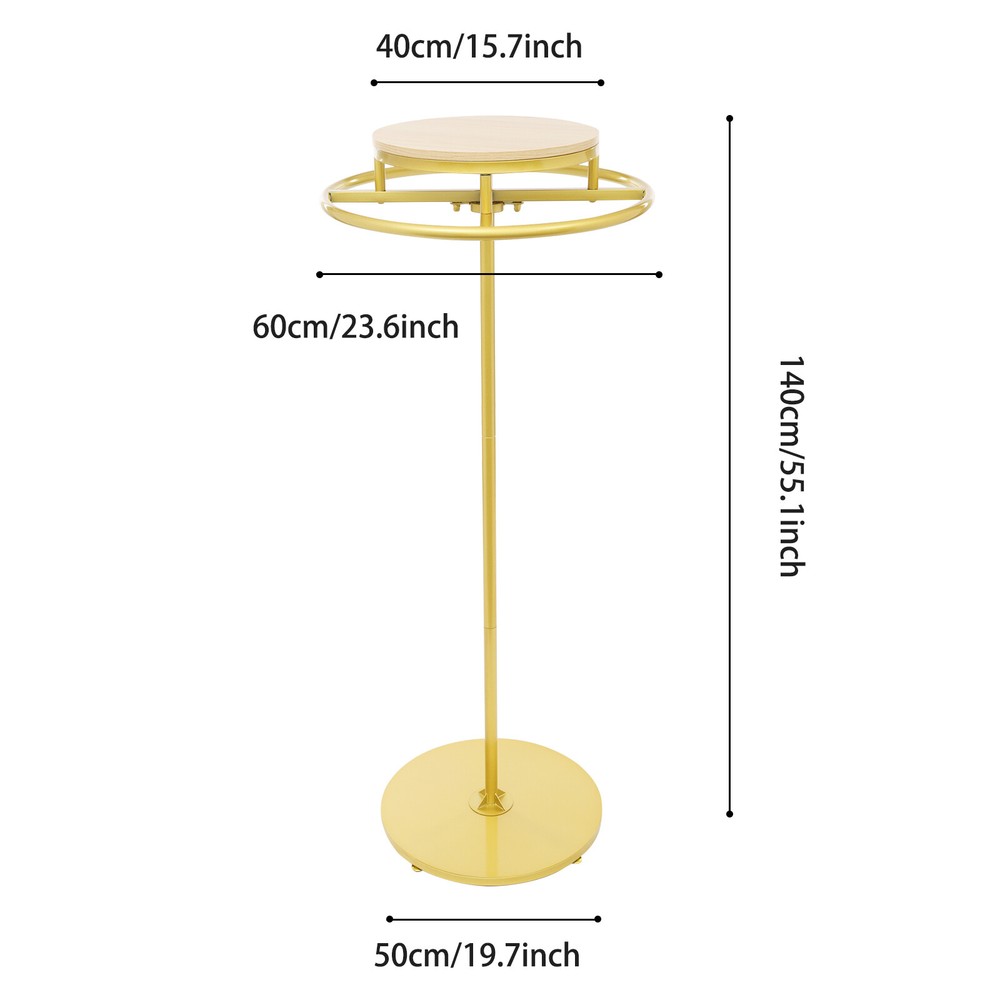Round Clothing Rack, Clothes Display Rack, Rotatable Garment Rack Gold