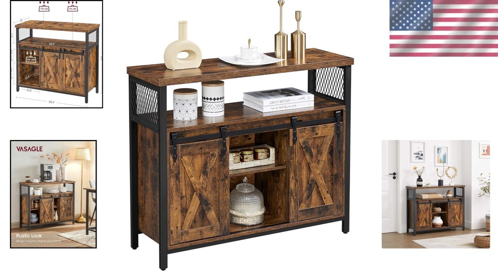 Versatile Coffee Bar Storage Cabinet with Adjustable Shelves - Sturdy Design