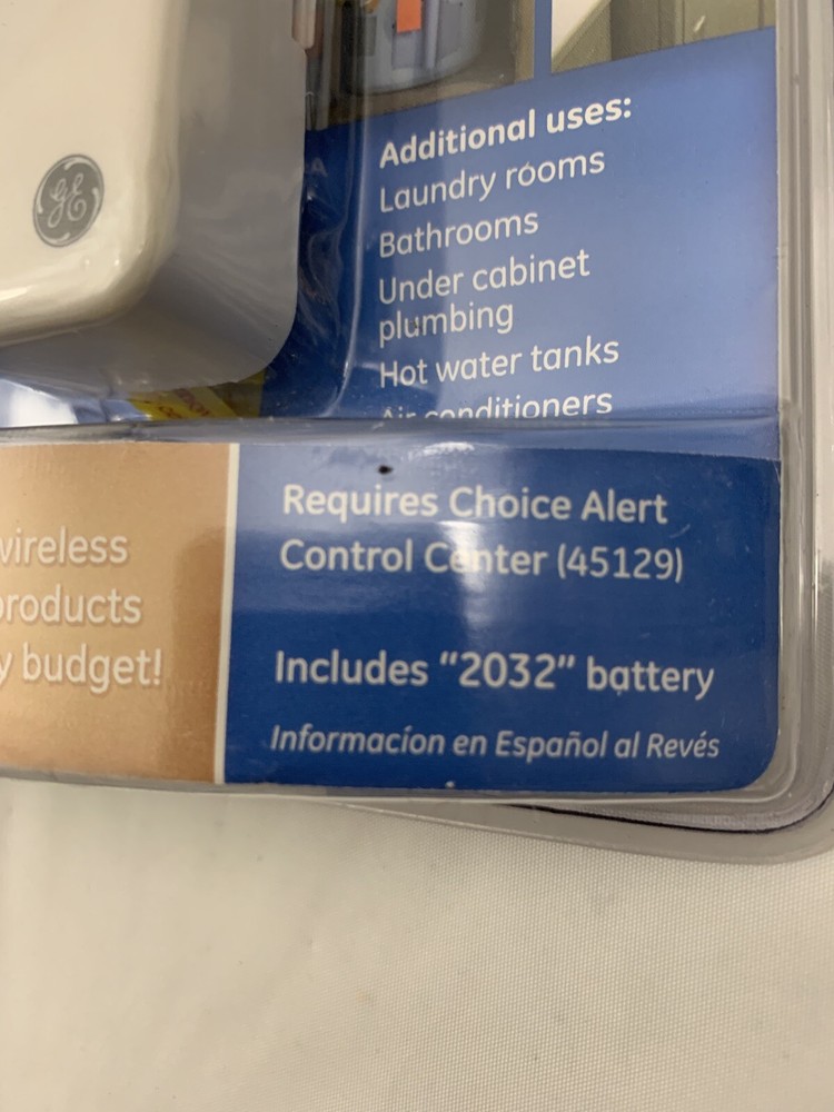 GE Choice Alert 45133 Wireless Water Leak Sensor Alarm System New