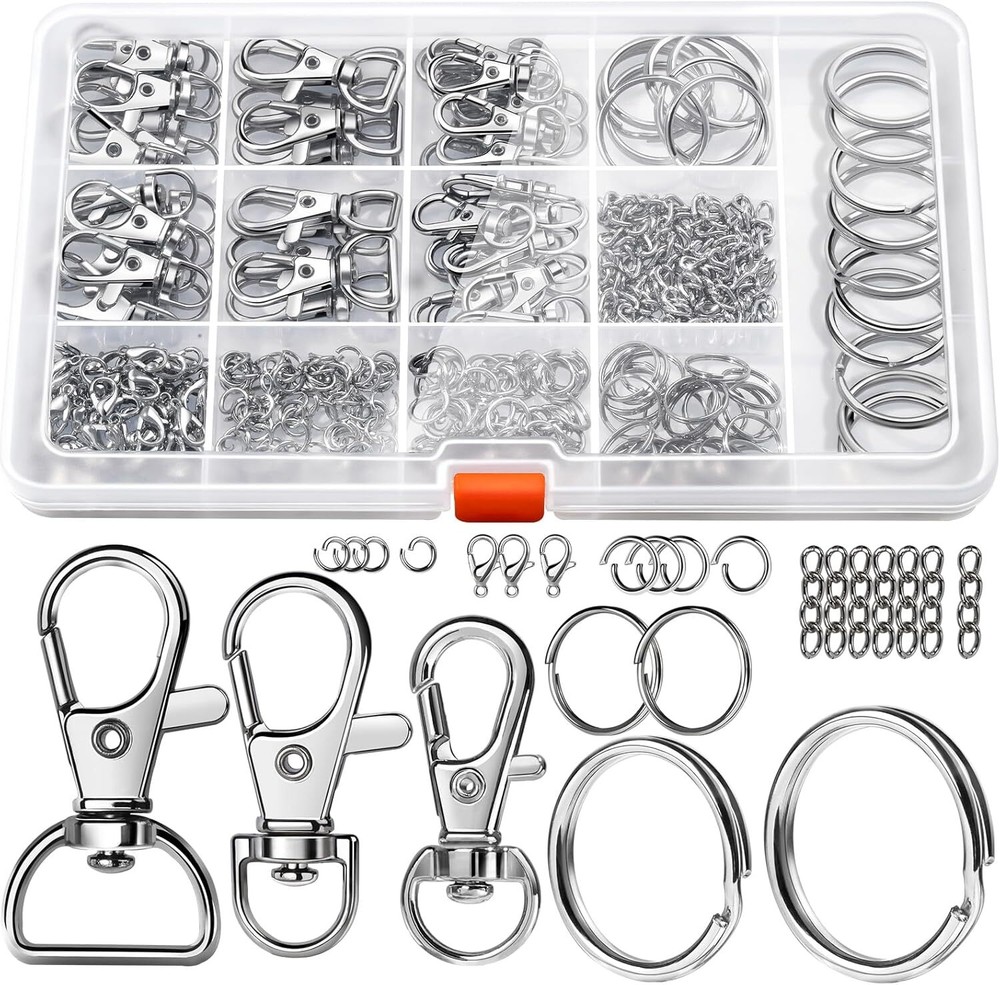 LEOBRO 265PCS Keychains Clips with Key Rings, Keychain, Metal A-Silver