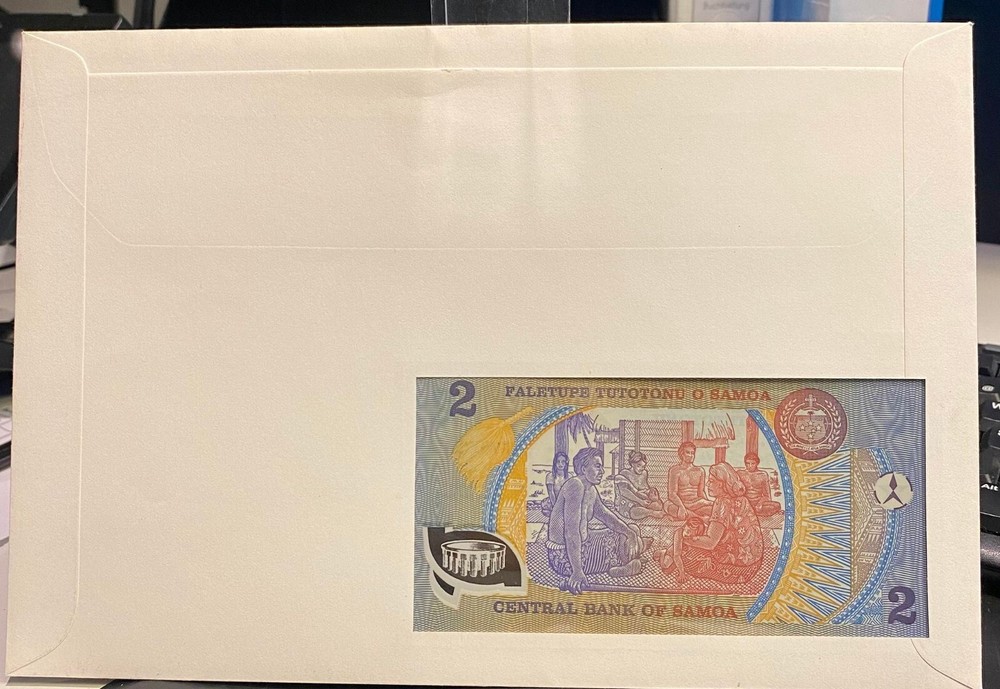 Banknote Letter ,Samoa 2 Tala UNC Polymer Banknote