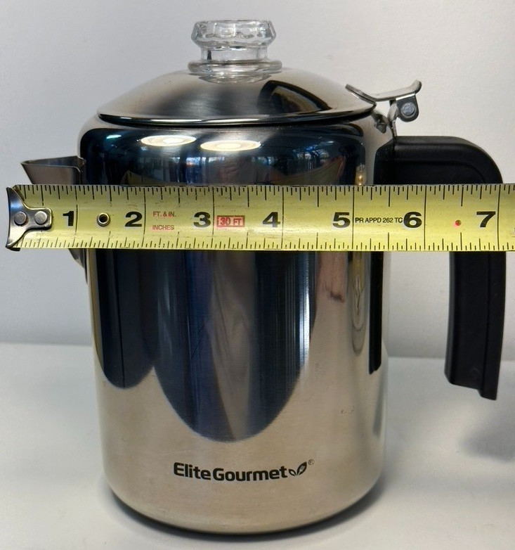 8 cup Elite Gourmet EC008 Stainless Steel Percolator EUC