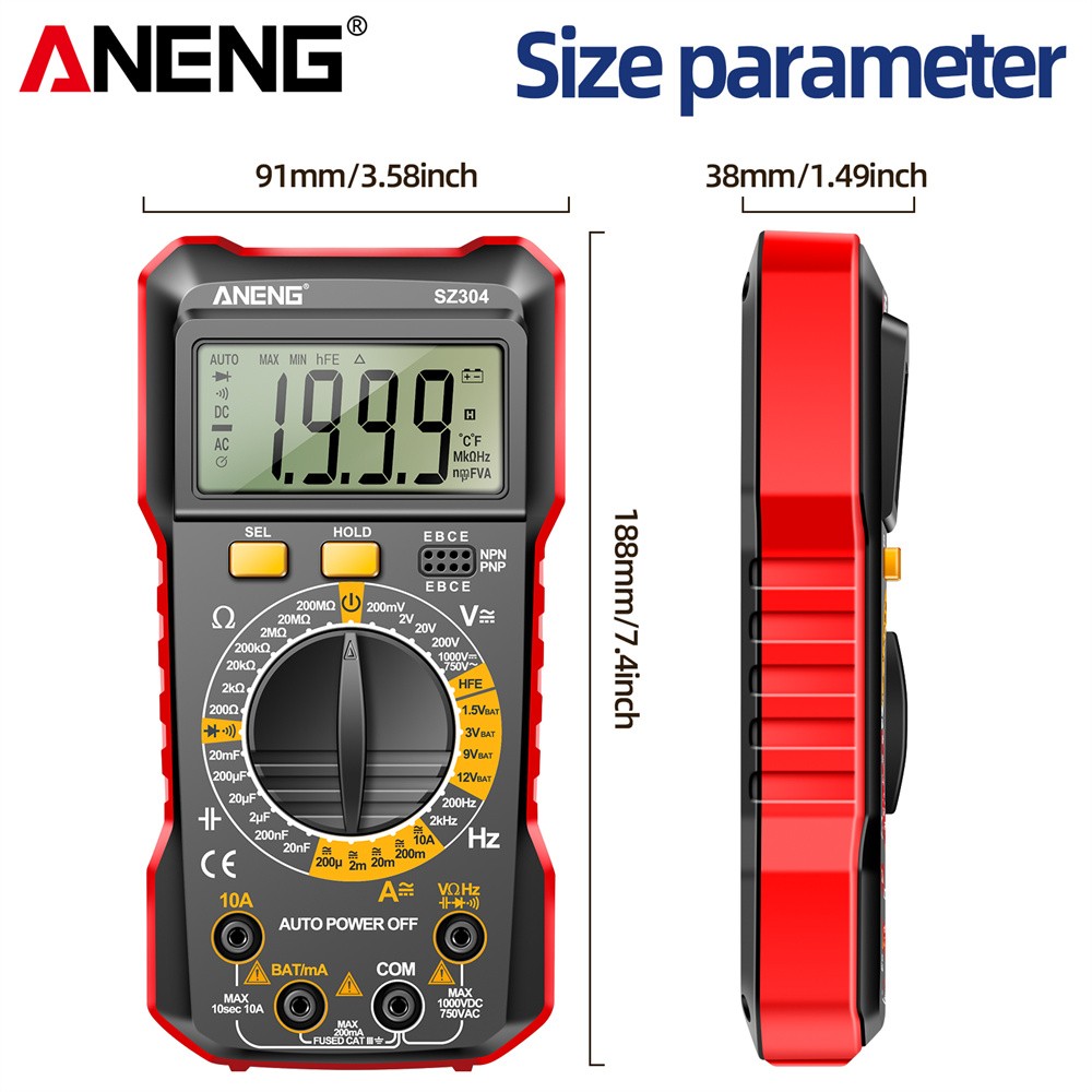 Digital Multimeter Voltmeter AC DC Volt Meter Ohmmeter Auto Range Tester NEW
