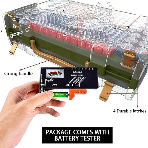 Battery Organizer Case with Tester-Double-Sided Design for 269+ Green
