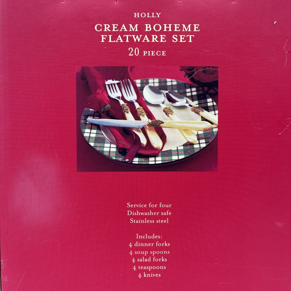 Holly Cream Boheme 20-piece Flatware Set~NEW