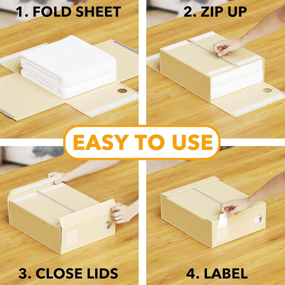 6-Piece Sheet Organiser, Foldable Sheet Organiser with Window, (Beige)