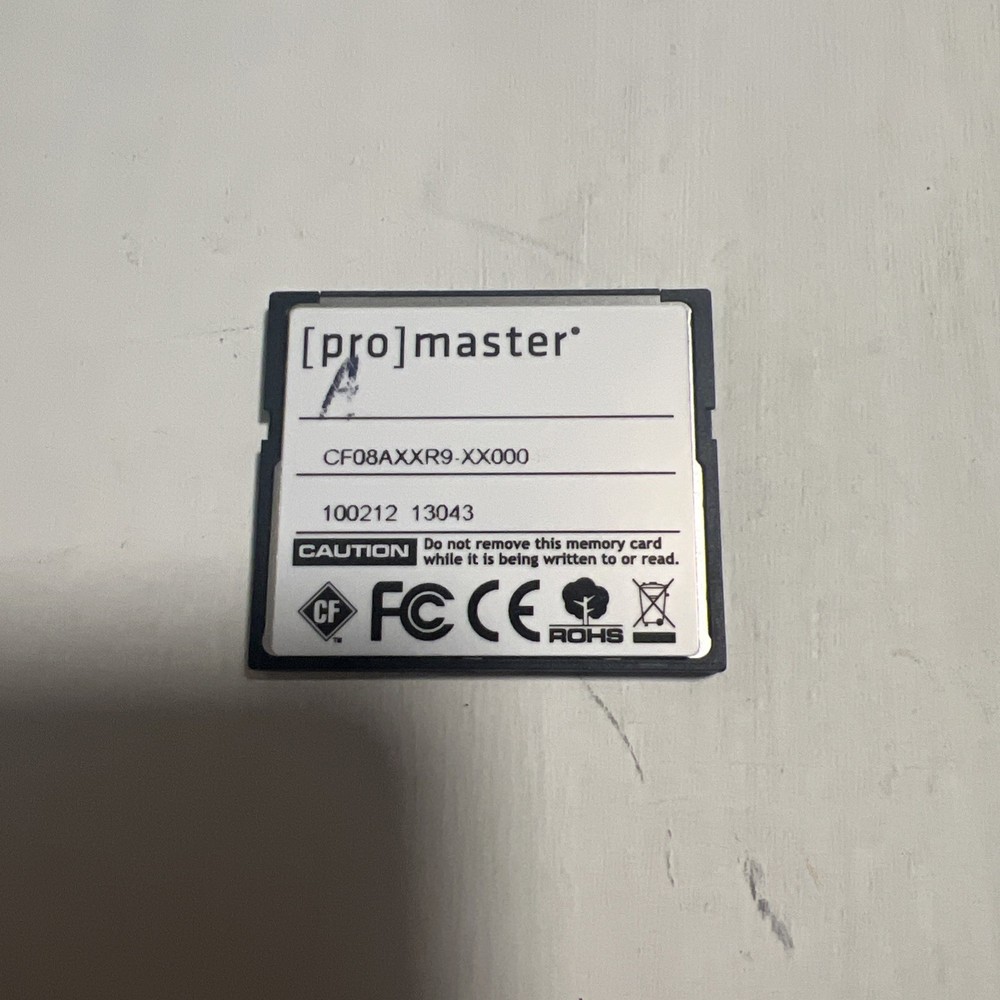 Promaster Performance 8GB CompactFlash CF Memory Card Code 1852 w/ Case