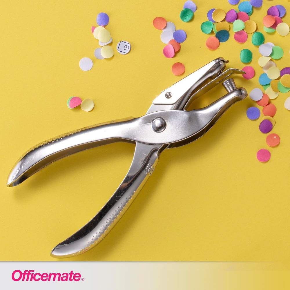 Efficient One Hole Punch, 5 Sheet Capacity with Sturdy Nickel Construction