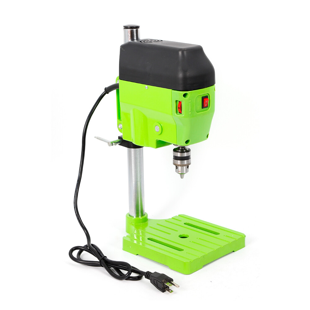 480W Electric Drill Press Stand Small Power Drilling Tool Mini Work Bench Green