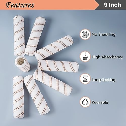 9 Inch Paint Roller, Microfiber Roller Covers with Extension Pole, 5-Wire