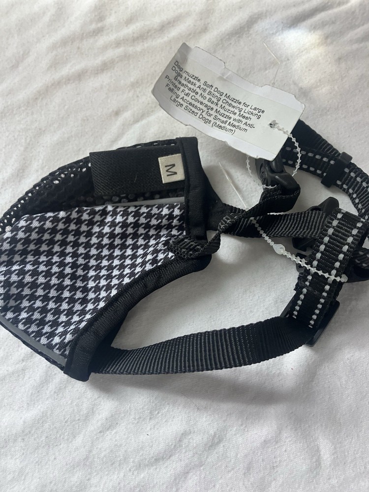 New Size Medium Black Houndstooth Dog Muzzle Basket Cover